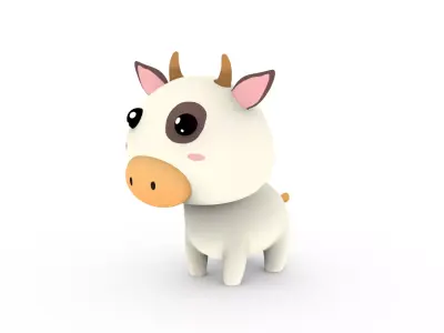 Cartoon Cow v001 character 3D model