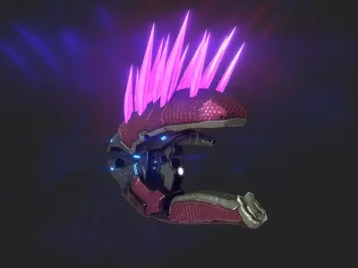 Needler futuristic weapon with lights Low-poly 3D model