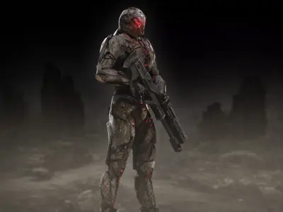 Sci Fi Robot Synthrax Low-poly 3D model