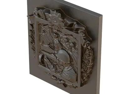 War Bas-relief Soldiers Going to Attack 3D model