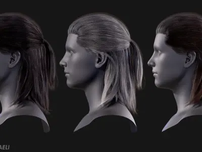 Real Time Hair Card Male Hairstyle part 04 Low-poly 3D model