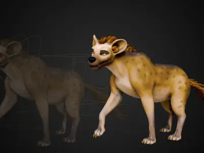 Cartoon-Realistic Spotted Hyena - Rigged for Blender Low-poly 3D model