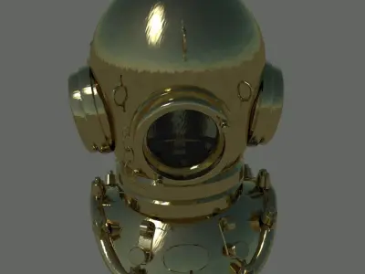Low Poly Vintage Diving Helmet 3D model