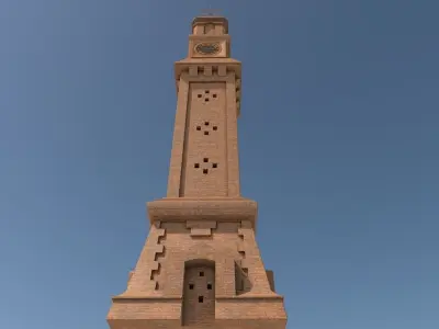 Arab Land mark Alqashla Clock Tower in Iraq Low-poly 3D model