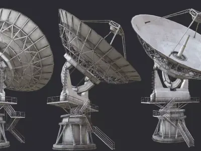 Large Array Radio Telescope PBR Low-poly 3D model