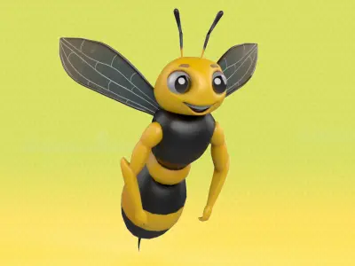 Cute Bee Character 3D model with Animation Low-poly 3D model