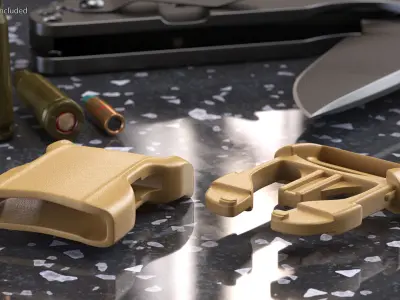 YKK Contoured Side Release Plastic Buckle Khaki 3D model