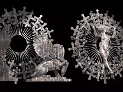 Dark Lion pattern wall design Sculpture 2 models 3D model