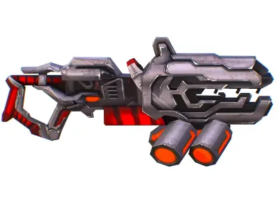 Assault heavy machine gun cannon naff barrel blaster laser arms Low-poly 3D model