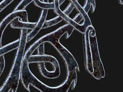 Celtic Wolf Pendant Low-poly 3D model