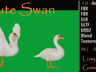 Mute Swan Bird Low-poly 3D model
