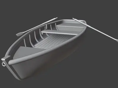 Recreational boat on oars for river and lake Free 3D model