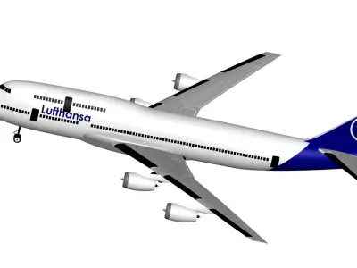 boeing-747-400 lufthansa boeing 3D model