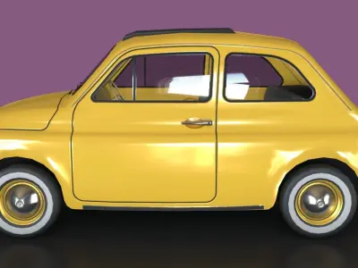 Game-ready lowpoly Classic Fiat 500 micro-car Low-poly 3D model