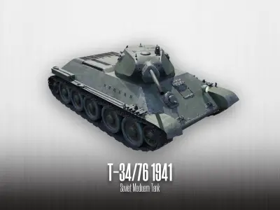T-34-76 - Soviet Medium Tank - Model 1941 Low-poly 3D model