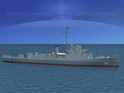 Destroyer Escort DE-214 USS Scott 3D model