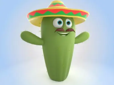 Cactus With Hat 3D model