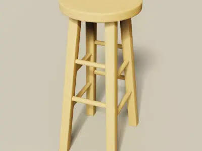 Wooden Stool PBR Low Poly Furniture Asset Low-poly 3D model