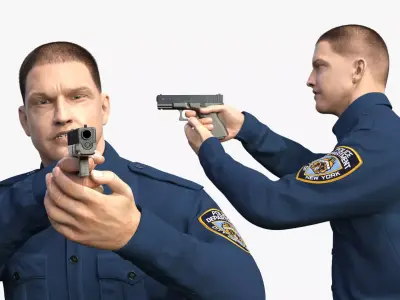 NYPD Cop Aiming 3D model