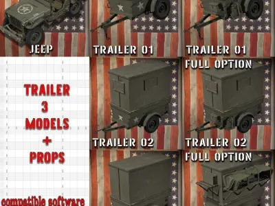 jeep willys MB 1944 hd txt Free 3D model