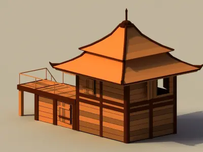 Low Poly Traditional Japanese House Low-poly 3D model