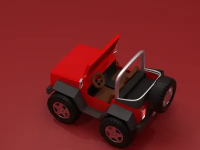 Low Poly Jeep Wrangler Low-poly 3D model