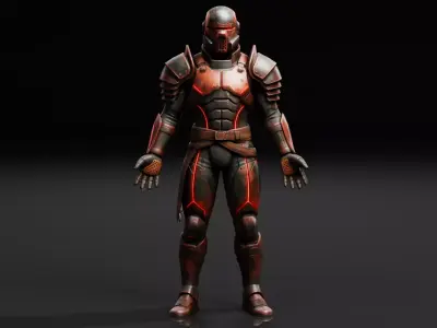 Sci-Fi Armored Soldier - Game Ready  Low-poly 3D model