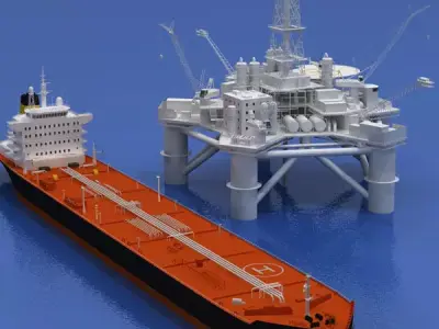 Oil platform with tankership 3D model