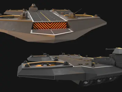 Flying aircraft carrier Low-poly 3D model