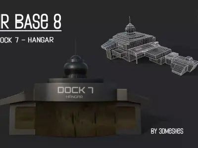 AIR BASE 8 - Dock 7 - Hangar PBR low poly Low-poly 3D model