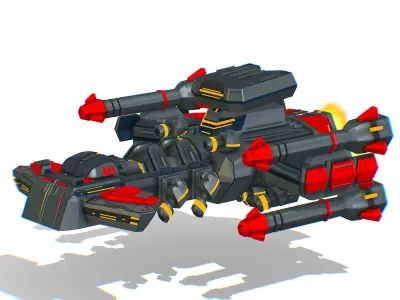 Animated Flying Military Battlecruiser Low-poly 3D model