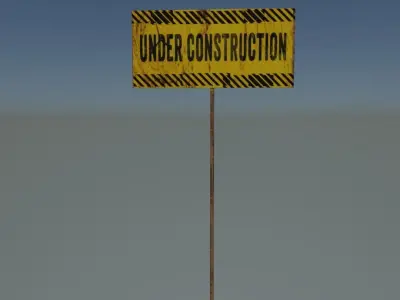 under construction sign Free low-poly 3D model