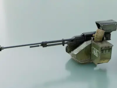 Heavy Machine gun Station Low-poly 3D model