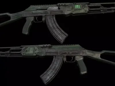 AK47 CyberShot and Shadow Rage SciFi Assaultrifle Low-poly 3D model