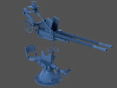 Type 93 Shiki Twin gun - Commercial license - 1-100 scale 3D print model
