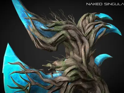 Claw Halberd Medieval dark fantasy weapon Low-poly 3D model