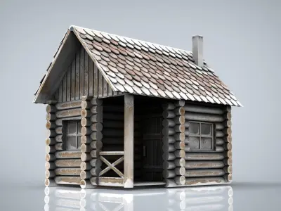 WINTER CABIN  Low-poly 3D model