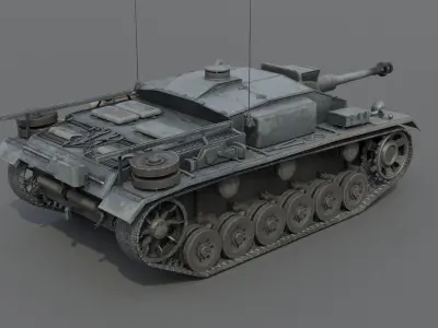 StuG III Ausf F Assault Gun Low-poly 3D model