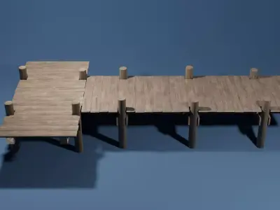 T shaped dock Low-poly 3D model