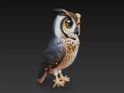 Owl Wild 3D Model Basic - Low Poly Simple Low-poly 3D model