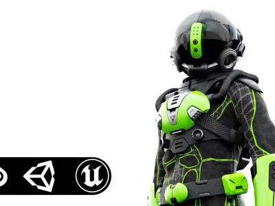 CYBER ASTRONAUT-C  Rigged for Unreal Engine - Unity - MIXAMO 3D model