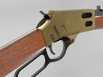 Lever Action Rifle Low Poly Game Ready PBR Low-poly 3D model