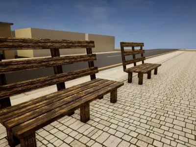 Bench Low Poly wooden Free 3D model