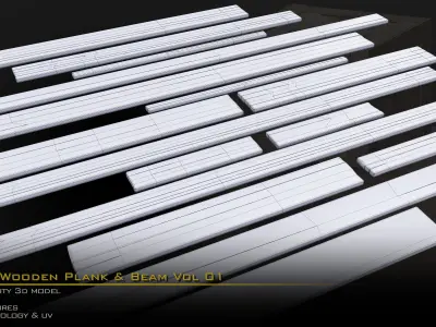 Wooden Plank and Beam Vol 01 Medieval 3D Asset Pack Low-poly 3D model