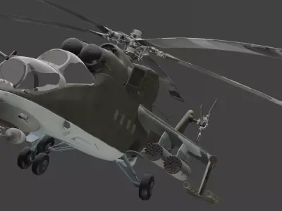 Mi-24V Hind Military Helicopter 3D model