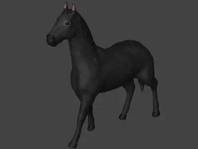 Black Horse Stallion fully rigged low poly Low-poly 3D model