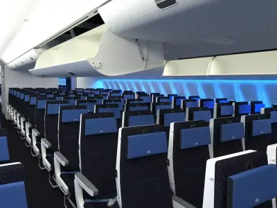 Boeing 777 KLM economy interior 3D model