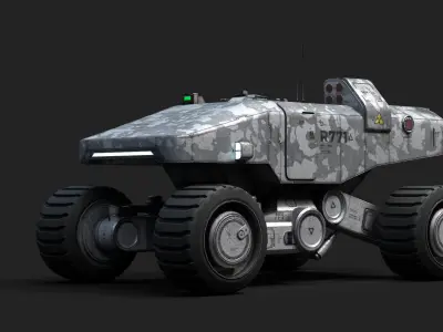 NASA Apollo Launch Scene With Military Vehicle  Low-poly 3D model