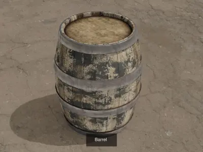 Barrel and Medieval cart 3D models 3D Model Collection