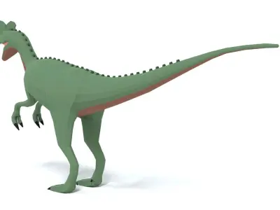 Low Poly Cartoon Dilophosaurus Dinosaur Low-poly 3D model